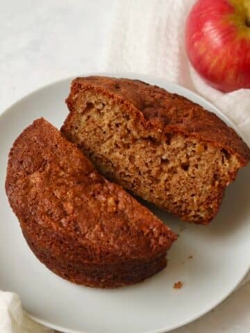 Single serve apple cake with fresh apple.