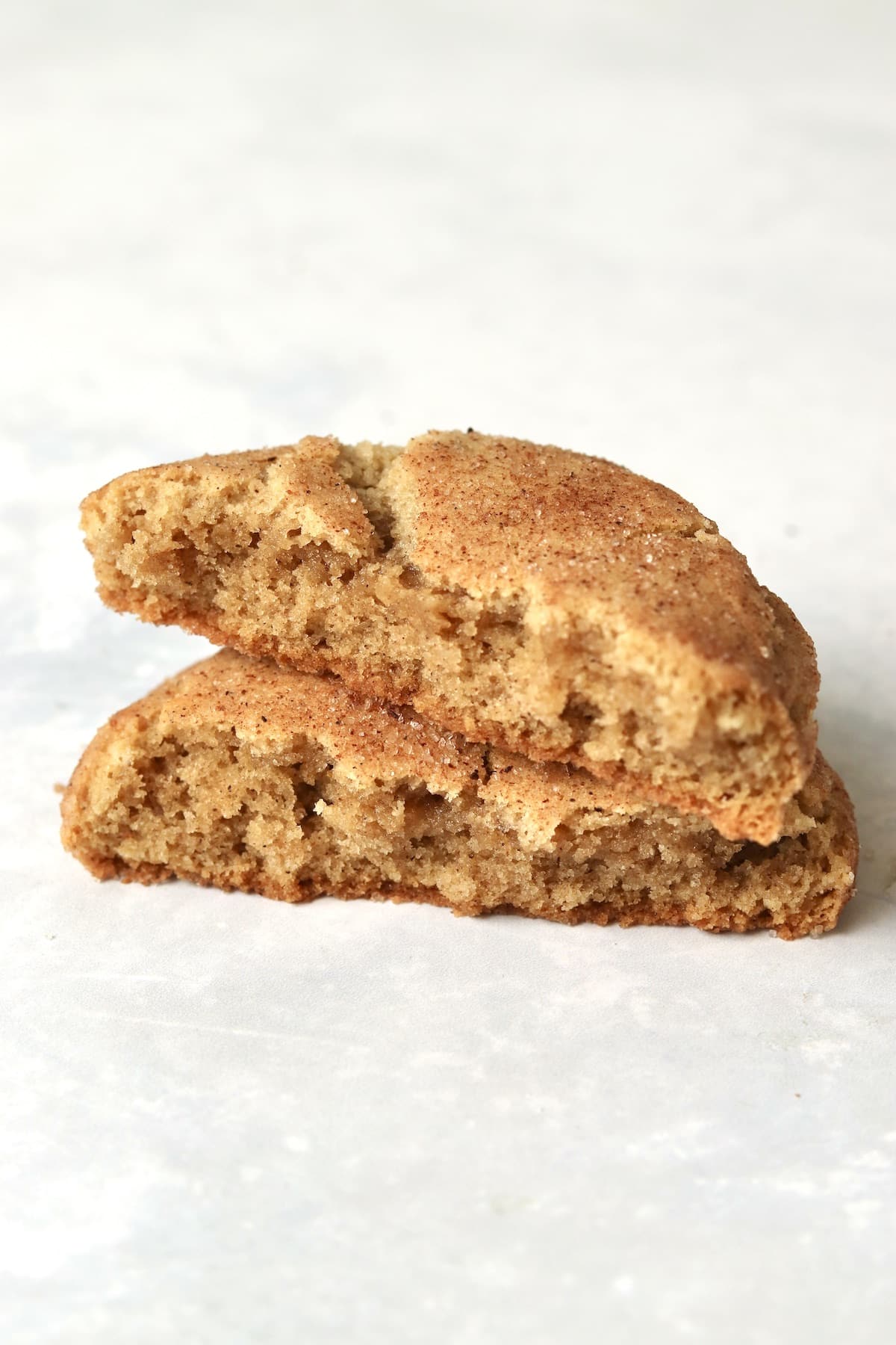 Single serve chai spiced cookie broken in half.