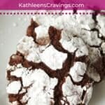 Single serve chocolate crinkle cookies with powdered sugar crinkles.