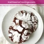 Single serve chocolate crinkle cookies on a plate.
